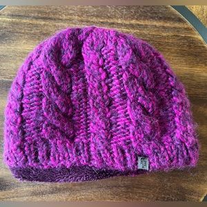 Multicolored plum insulated North Face beanie